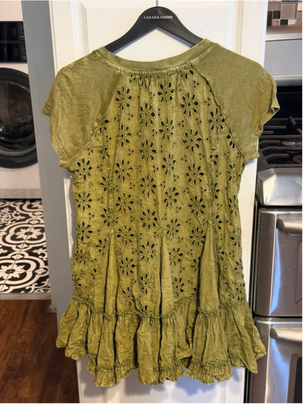 Free People Sadler Mini Dress Olive Green - Picture 4 of 7